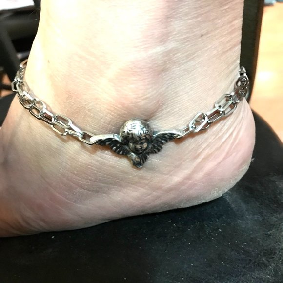 Cherub Angel Bracelet Victorian Silver Ankle Putti - Picture 4 of 12